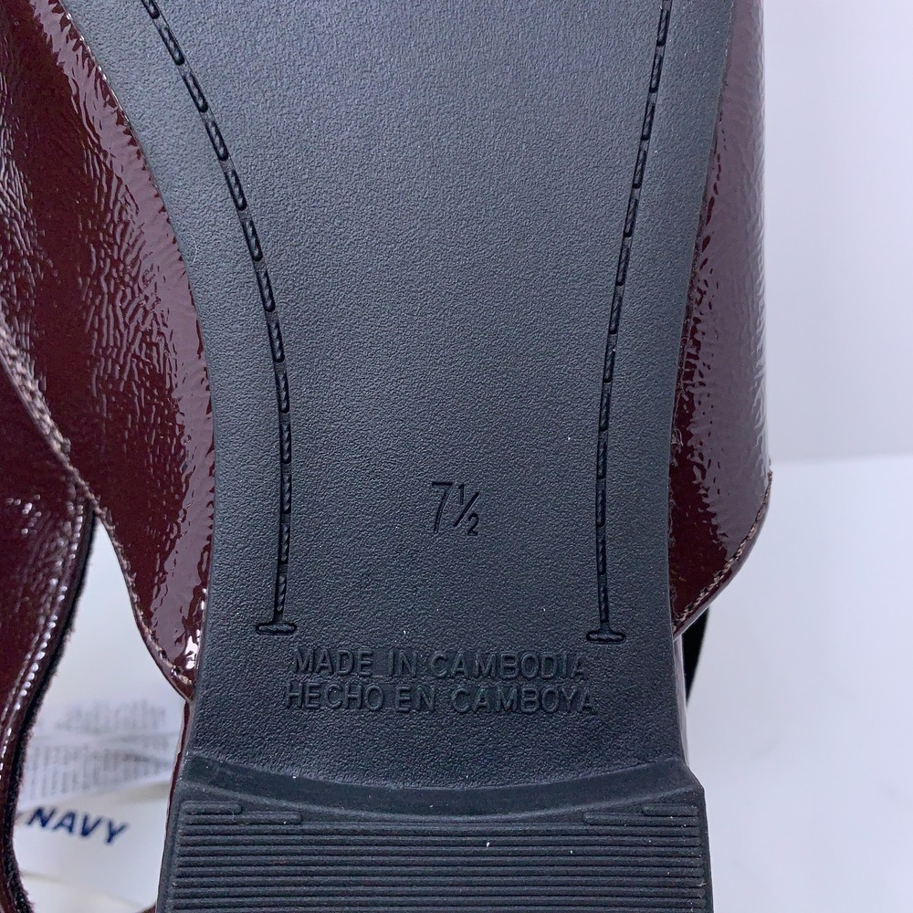Old Navy 7.5 Womens Maroon V-Cut Point Toe Wide Strap Slingback Flats NWB - Picture 10 of 10